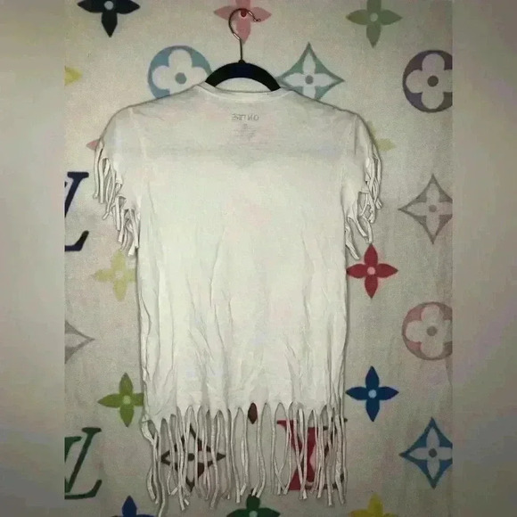 Cute But Psycho White Fringe Top - Picture 2 of 2